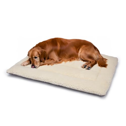 Britisches Hundebett aus Wolle, maschinenwaschbar, gesteppt, Käfigunterlage mit Tweed-Basis, luxuriöses XL-Hundebett (121 x 76 cm), hergestellt in England von Jenny Wren