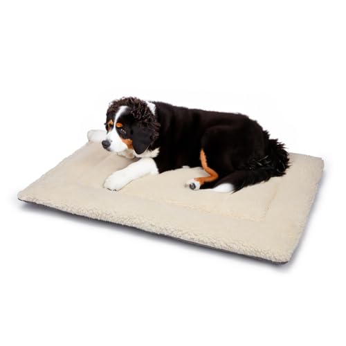 Britisches Hundebett aus Wolle, maschinenwaschbar, gesteppt, Käfigunterlage mit Tweed-Basis, luxuriöses großes Hundebett (106 x 71 cm), hergestellt in England von Jenny Wren