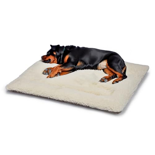 Britisches Hundebett aus Wolle, maschinenwaschbar, gesteppt, Käfigunterlage mit Tweed-Basis, luxuriöses großes Hundebett (106 x 71 cm), hergestellt in England von Jenny Wren