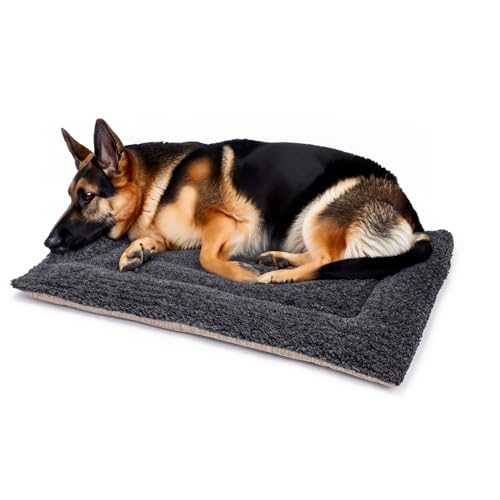 Britisches Hundebett aus Wolle, maschinenwaschbar, gesteppt, Käfigunterlage mit Tweed-Basis, luxuriöses großes Hundebett (106 x 71 cm), hergestellt in England von Jenny Wren