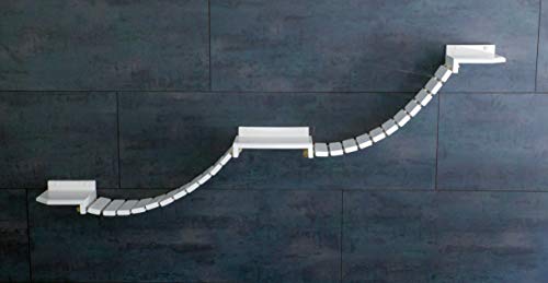 Jennys Tiershop Doppel-Hängebrücke in weiß, handgefertigte Tiermöbel/Luxusmöbel, Katzenmöbel in vielen Ausführungen, Katzenmöbel. Hier: Doppel-Hängebrücke 255 x 25 cm weiß (hj) von Jennys Tiershop