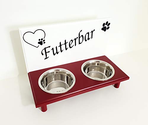 Jennys Tiershop Futterbar. Napfbar für kleine Hunde. Hundenapf. Napfbar. Futterbar in weiß/rot 2 x 750 ml Hundebar (7404) von Jennys Tiershop