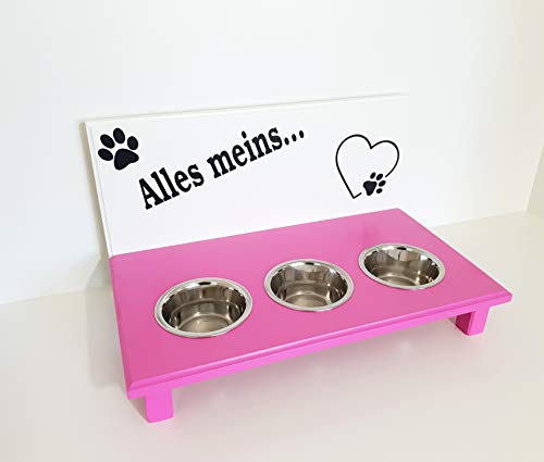Jennys Tiershop Hundebar für kleine Hunde. Hundenapf. Napf Hund. Futterbar Hunde in weiß/pink, 3 x 750 ml. (k017) von Jennys Tiershop