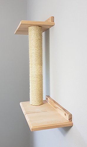 Jennys Tiershop Katzen Wandpark, handgefertigte Tiermöbel/Luxusmöbel, Katzenmöbel in vielen Ausführungen, Wandkratzbaum/Doppelplattform Wand. Hier: Doppelbrett Katzsäule (W2) von Jennys Tiershop