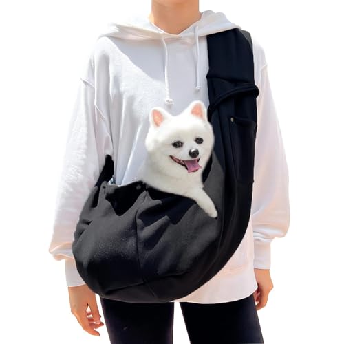 Hundetrage Adjustable Tasche für Haustier Transportbox & Schultertasche für Kleine Hunde & Welpen Haustier Umhängetasche für Outdoor & Reise (Schwarz) von Jennytim