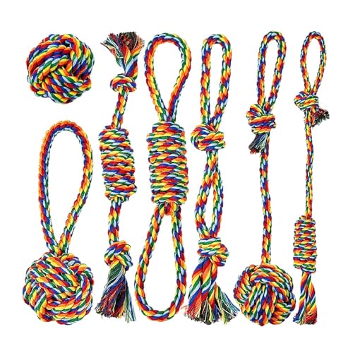 Jennytim Hundespielzeug Seil 7 Pack, Robustes Zerrspielzeug-Seil für große Hunde, knautschfestes Kau- & Zugtrainingsseil für Welpen, farbenfrohes Baumwollseil-Spielzeug Jennytim Hundespielzeug Seil 7 Pack, Robustes Zerrspielzeug-Seil für große Hunde, knautschfestes Kau- & Zugtrainingsseil für Welpen, farbenfrohes Baumwollseil-Spielzeug von Jennytim