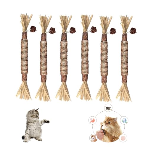 Jennytim Katzenminze Sticks Dental Kau für Katzen,6 Stück Katzenminze Sticks Katzen Zahnpflege Spielzeug, helfen bei Zahnstein & Mundgeruch Gesund Hygiene Zahnpflege von Jennytim