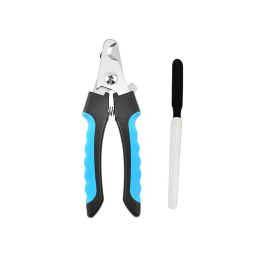 Jennytim Professionelle Krallenschere für Hunde & Katzen (Edelstahl mit Nagelfeile) - Präzisionsschneider für die Tierpflege (Blau) von Jennytim