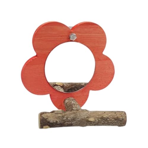 Jennytim Wellensittich Spielzeug mit Spiegel Holz, Vogelspielzeug, Vogel Nymphensittich Spielzeug, Einfach zu installierender Spielzeugspiegel mit Sitzstange für Papageien (Rot) von Jennytim
