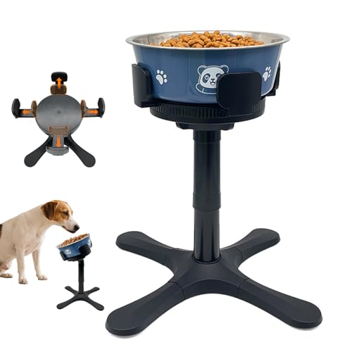 Jenshhch Hundenapf Höhenverstellbar Mit Edelstahlnapf rutschfeste Futterstation 14-33.5cm Schwarzes Hundebar Gestell Für Mittelgroße und Große Hunde (A) von Jenshhch
