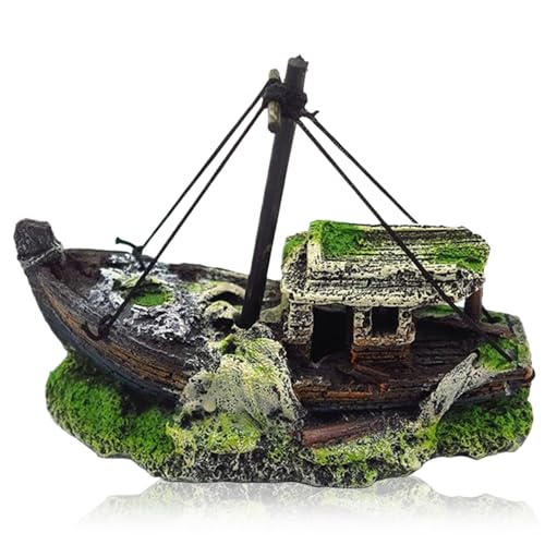 Jeorywoet Aquariumdekor Ornamente, Fischtankdekorationen, 4x2,4x5 Schiffswrack Aquariumdekorationen ungiftiges realistisches Harz Sunken Ship für Aquarium Garnel Jeorywoet Aquariumdekor Ornamente, Fischtankdekorationen, 4x2,4x5 Schiffswrack Aquariumdekorationen ungiftiges realistisches Harz Sunken Ship für Aquarium Garnel von Jeorywoet
