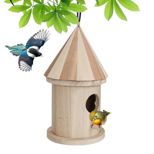 Jeorywoet Hölzerner Vogelhaus hängen DIY Outdoor minimalistischer Stil Schutz wetterfestes Vogelhaus Nistkasten für Gartenhof Balkon, Runde Tür Vogelhaus Jeorywoet Hölzerner Vogelhaus hängen DIY Outdoor minimalistischer Stil Schutz wetterfestes Vogelhaus Nistkasten für Gartenhof Balkon, Runde Tür Vogelhaus von Jeorywoet