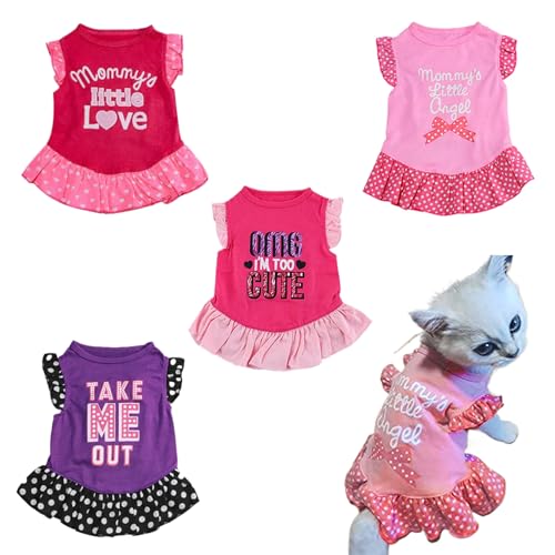 Jeorywoet Hundekleid, 4pcs süße Bedruckte Hundesprinzessinkleid mit Rüschen, atmungsaktiv bequemer Hundrock, Wiederverwendbare Hundekleidung Kleidung für Hunde Katzen Jeorywoet Hundekleid, 4pcs süße Bedruckte Hundesprinzessinkleid mit Rüschen, atmungsaktiv bequemer Hundrock, Wiederverwendbare Hundekleidung Kleidung für Hunde Katzen von Jeorywoet