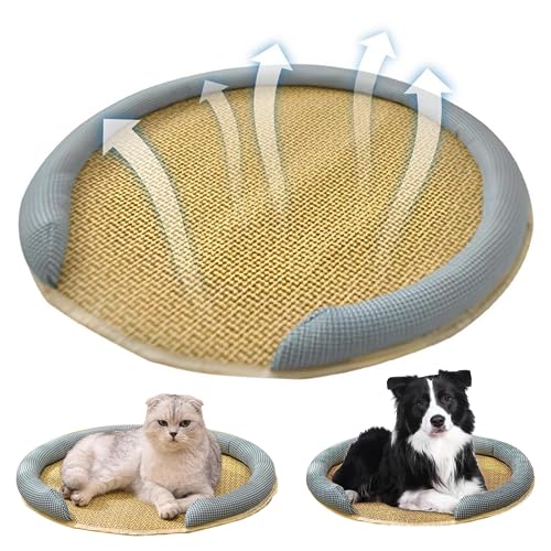 Jeorywoet Katzen Kühlmatte Rattan Haustier Kühlkissenbett 30 cm Sommermatratze Atmungsaktives Kissen Schlafbett für Katzen Welpen Kätzchen, Haustierkühlmatte von Jeorywoet