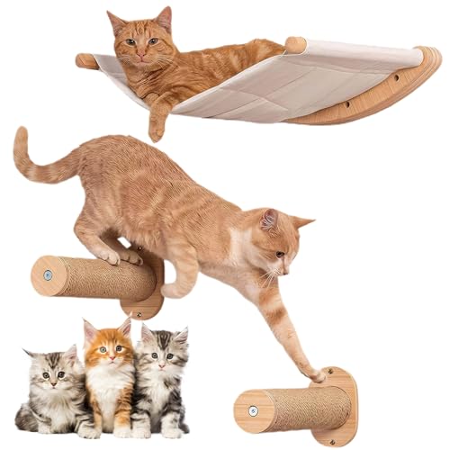 Katzenhängematte mit Katzenwandstufen 3pcs/Set kratzfestes Katzenwandregale Abstandssparung Training Ruhende Katzenkletterregale für heimische Katzenwandregale Katzenhängematte mit Katzenwandstufen 3pcs/Set kratzfestes Katzenwandregale Abstandssparung Training Ruhende Katzenkletterregale für heimische Katzenwandregale von Jeorywoet