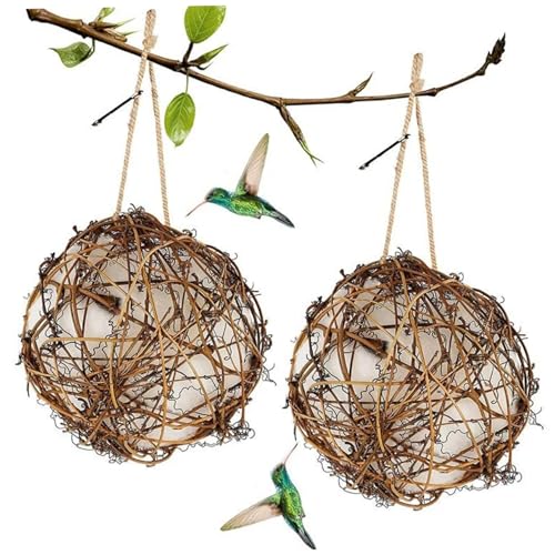 Nistkugeln für Vögel, 2pcs Vogelschachtelmaterial, 3 -Zoll -nachfüllbare Vogelkugel mit hängendes Seil, Hummingbird House -Material für Garten, Terrasse, Ball von Jeorywoet