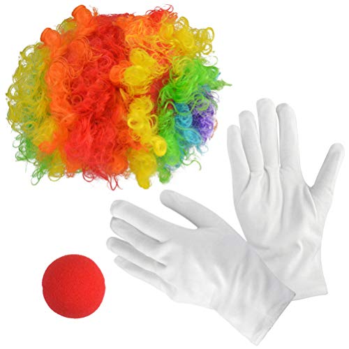 Clown Kostüm Perücke Nase und Handschuhe für Karneval Weihnachten Helloween Party Dress Up von Jerbro