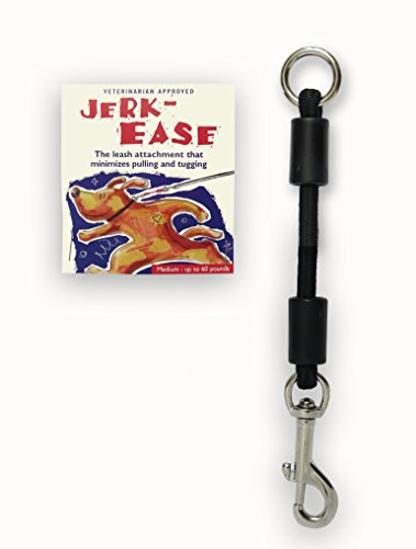 JERK-EASE Patentierte Bungee-Hundeleinen-Befestigung mit Stoßdämpfer, Größe M (bis zu 27,2 kg), Schwarz von Jerk-Ease