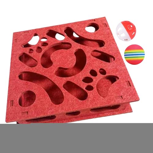 Jeruytgh Cat Maze Box Toys, Katzenpuzzlespielzeug, Interaktives Kätzchen-Hirnteaser-Maze, Mit Glocken Und Ball, Pfotenfreundliche Öffnungen, 30 X 30 X 6 cm, Für Ihre Katzenfreunde von Jeruytgh