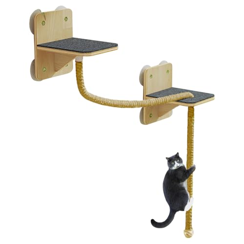 Jeruytgh Regale Für Kletternde Katzen | Indoor Kletterwand Regale für Katzen mit integriertem Kletterturm | Natürliche Kratz- und Ruheflächen mit Treppen für Spiel und Entspannung im Haushalt an Jeruytgh Regale Für Kletternde Katzen | Indoor Kletterwand Regale für Katzen mit integriertem Kletterturm | Natürliche Kratz- und Ruheflächen mit Treppen für Spiel und Entspannung im Haushalt an von Jeruytgh