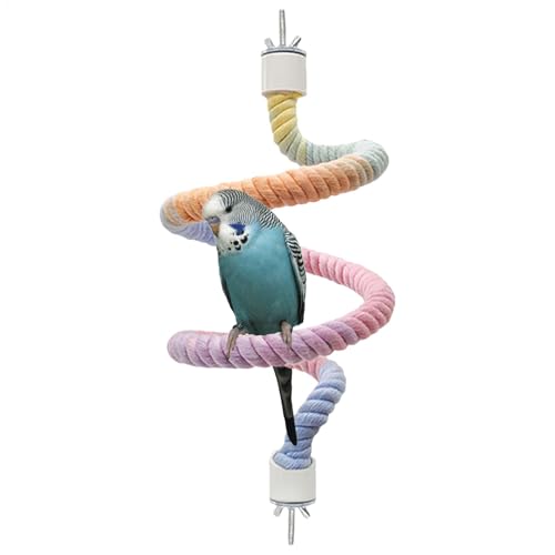 Jeruytgh Vogelsitzstange für Käfig, bunt, Farbverlauf, Papageienseil, Sitzstange mit Doppelkopfschrauben, Vogelschaukel für, Sittiche, Wellensittiche von Jeruytgh