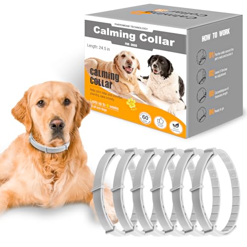 Beruhigungshalsband für Hunde 6 Packungen Hund Pheromon Calm Halsbänder Relief Angst Stress Trennung Lasts 120 Tage Relieve schlechtes Verhalten 25 Zoll Größe flexibel einstellbar für alle Hund von Jerylota