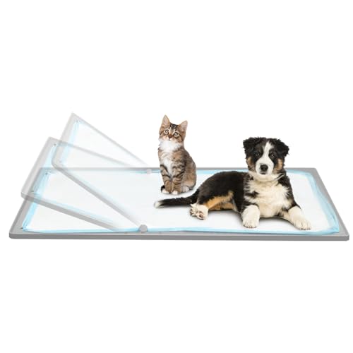 Hundekissenhalter Tablett, Rutschfester Halter für Welpen-Pinkelbänke,Passt bis zu 35“ X 24“ Training Pads, Hohe Kante Leicht zu ändern Pee Pad Tray,Matte für Einweg- und waschbare Pee Pads von Jerylota