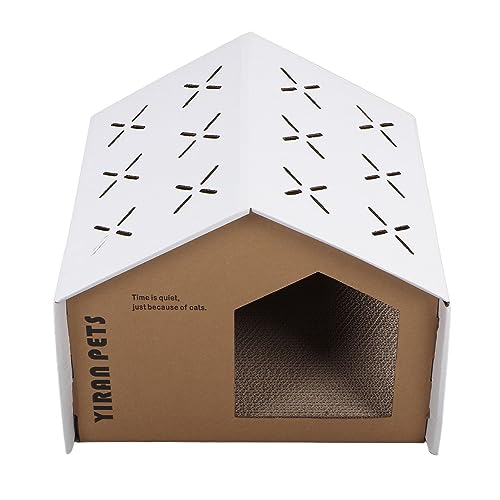 Katzenhaus aus Pappe, Viel Platz. Stilvolles, Tragbares Katzenkratzhaus. Einfach zu montieren. Langlebig, Platzsparend für den Innenbereich (008-2) von Jerys