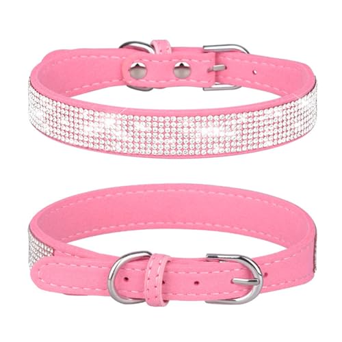 Jestrem Hundehalsband, glitzerndes Strass-Hundehalsband, verstellbar, Leder, glitzernd, für kleine, mittelgroße und große Rassen, Mädchen, Hunde, Katzen, Rosa Jestrem Hundehalsband, glitzerndes Strass-Hundehalsband, verstellbar, Leder, glitzernd, für kleine, mittelgroße und große Rassen, Mädchen, Hunde, Katzen, Rosa von Jestrem