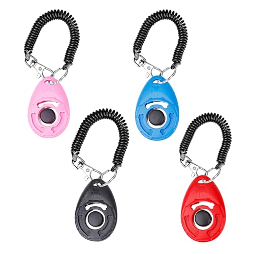 Clicker Hunde mit Spiralband Clickertraining, 4 Stück Bunt Hundeklicker Knopf für Hunde Katzen Pferde, Effektive Haustier Trainings Werkzeuge für das Verhalten des Welpen Clicker Hunde mit Spiralband Clickertraining, 4 Stück Bunt Hundeklicker Knopf für Hunde Katzen Pferde, Effektive Haustier Trainings Werkzeuge für das Verhalten des Welpen von Jesustree