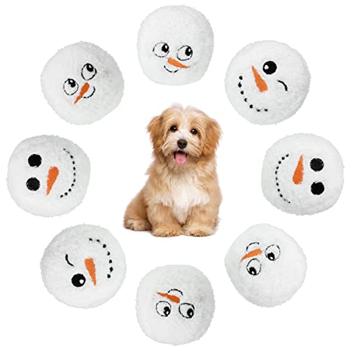 50 Stück Weihnachts-Schneeballschlacht, Plüsch-Hundespielzeug, Plüsch-Schneemann-Ball mit lächelnden Gesichtern, Weihnachtsschneebälle, Hunde-Kauspielzeug für Hunde, Welpen, Haustiere, von Jetec