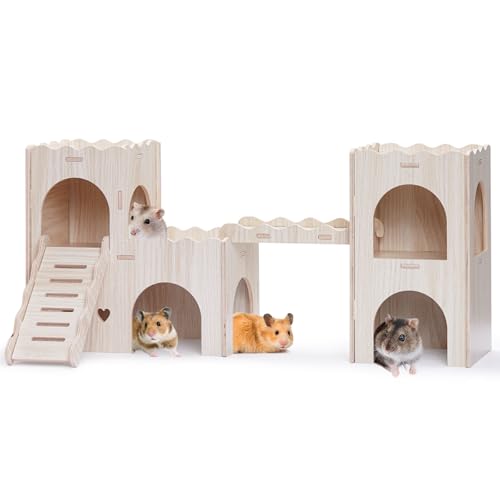 Großes Hamsterhaus Schloss aus Holz mit Doppeldecker, Mehrkammerversteck und Leiter für Zwerghamster Großes Hamsterhaus Schloss aus Holz mit Doppeldecker, Mehrkammerversteck und Leiter für Zwerghamster von Jevnd