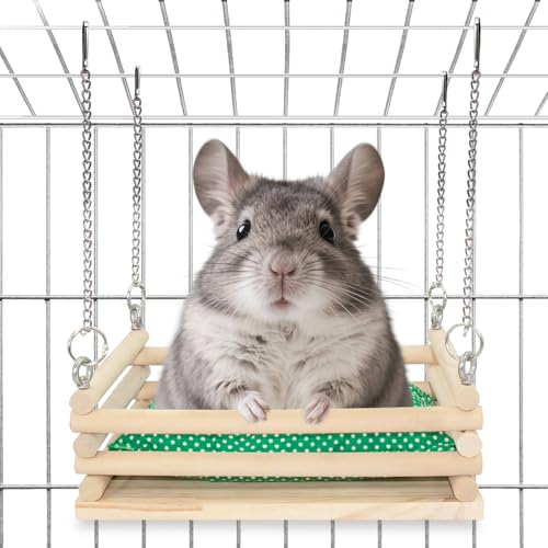 Jevnd Chinchilla-Hängematte aus Holz mit weicher Matte für Käfigschaukel, Chinchilla-Bett-Aufhängung, Chinchilla-Käfigzubehör, Holzspielzeug, Chinchilla-Haus-Hüttenleisten und Plattformen, Lebensraum Jevnd Chinchilla-Hängematte aus Holz mit weicher Matte für Käfigschaukel, Chinchilla-Bett-Aufhängung, Chinchilla-Käfigzubehör, Holzspielzeug, Chinchilla-Haus-Hüttenleisten und Plattformen, Lebensraum von Jevnd