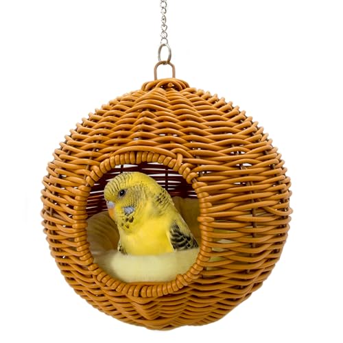 Jevnd Kaufestes Stahlrahmen-Vogelnest für Käfig, waschbar, kleines Vogelbett, Hängematte, Versteck, Eier legen, Sittichnest, Schlaf, Sittich, warmes Bett, Hütte für Lovebird, Kanarienvögel von Jevnd