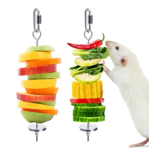 Jevnd Ratten-Anreicherungsspielzeug, 304 Edelstahl, Rattenfutterspielzeug für Obst und Gemüse, ausgefallenes Mäusekäfig-Zubehör, Puzzle-Spielzeug, hängendes Nagetierspielzeug, langsamer Futterspender von Jevnd