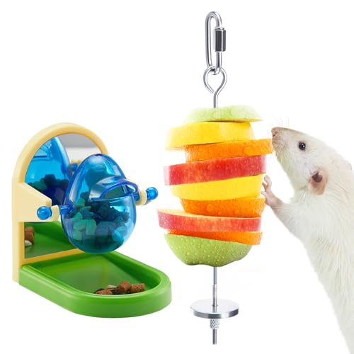 Jevnd Ratten-Anreicherungsspielzeug-Set – Obst-/Gemüsehalter und Leckerli-Spender, interaktives Futter-Puzzle-Spielzeug für Ratten, Mäuse, Vögel, Käfigzubehör mit hängendem Futterspender und Jevnd Ratten-Anreicherungsspielzeug-Set – Obst-/Gemüsehalter und Leckerli-Spender, interaktives Futter-Puzzle-Spielzeug für Ratten, Mäuse, Vögel, Käfigzubehör mit hängendem Futterspender und von Jevnd