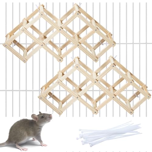 Jevnd Ratten-Kletterspielzeug aus Holz, natürliches Haustier-Rattenkäfig-Zubehör, Kletterleiter, ausgefallene Rattenbereicherung, Spielzeugaktivitäten, hängende Nagetier-Spielzeug für Haustier-Ratten von Jevnd