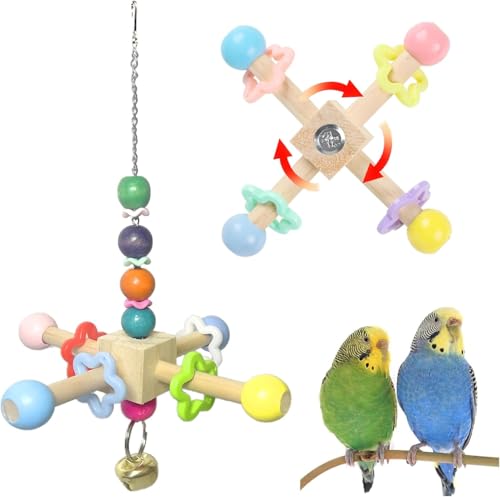 Vogelspinnerspielzeug für Papageien mit Glocken, Naturholz-Sittichspielzeug für Käfig, Vogelkäfig-Zubehör, zum Kauen für kleine und mittelgroße Vögel, Nymphensittiche, Sittiche, Sittiche, Vogelspinnerspielzeug für Papageien mit Glocken, Naturholz-Sittichspielzeug für Käfig, Vogelkäfig-Zubehör, zum Kauen für kleine und mittelgroße Vögel, Nymphensittiche, Sittiche, Sittiche, von Jevnd