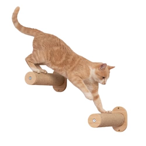 Holz Katzentreppe, Katzenleiter mit Juteseil, Katzentreppe Wand, Katzenbretter für die Wand, Katzen Treppe, Katzentreppe Kletterwand Katze für Katze Klettern Spielen (2 Stufen) von Jevuoyee
