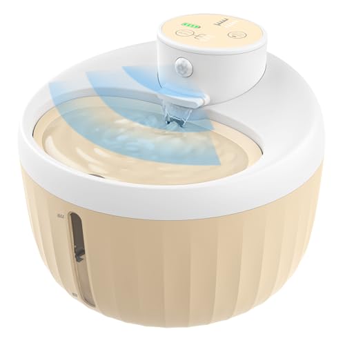Jewyow 1.6L Katzenbrunnen, 2200mAh Katzenbrunnen Kabellos mit Bewegungsmelder Batteriebetrieb, Trinkbrunnen für Katze Kabellos, 3 Modus,3 Filter, Leise Pump, Intelligente Erinnerungswarnungen von Jewyow