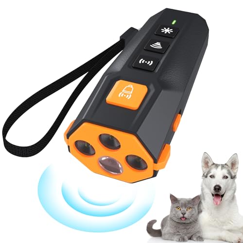 Jewyow Antibell für Hunde, 23ft Ultraschall Anti Bell Gerät, USB Wiederaufladbarer Handheld Anti Bellen Gerät mit 3pcs Schallsender, 4 Modull, 1600mAh für Mittel, Größ Hunde von Jewyow