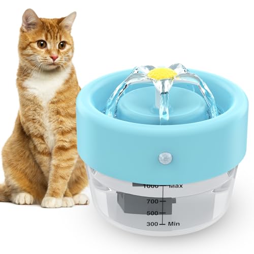 Jewyow Katzenbrunnen Kabellos, 1L Ultraleiser Katzenbrunnen,1000mAh Batteriebetriebene Katzenbrunnen mit Bewegungsmelder, Filter, Zwei Auslaufmodus,120 Weitwinkel Indukor für Katzen, Hunde-Blau Jewyow Katzenbrunnen Kabellos, 1L Ultraleiser Katzenbrunnen,1000mAh Batteriebetriebene Katzenbrunnen mit Bewegungsmelder, Filter, Zwei Auslaufmodus,120 Weitwinkel Indukor für Katzen, Hunde-Blau von Jewyow