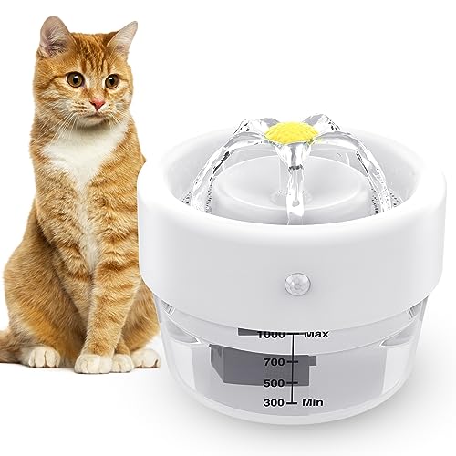 Jewyow Katzenbrunnen Kabellos, 1L Ultraleiser Katzenbrunnen,1000mAh Batteriebetriebene Katzenbrunnen mit Bewegungsmelder, Filter, Zwei Auslaufmodus,120 Weitwinkel Indukor für Katzen, Hunde Jewyow Katzenbrunnen Kabellos, 1L Ultraleiser Katzenbrunnen,1000mAh Batteriebetriebene Katzenbrunnen mit Bewegungsmelder, Filter, Zwei Auslaufmodus,120 Weitwinkel Indukor für Katzen, Hunde von Jewyow