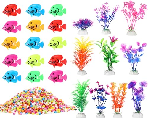 Jexine 60 Stück schwimmende künstliche Fische, 10 Stück künstliche Wasserpflanzen und 1,2 kg Aquarium-Felsen für Haushalt, Büro, Aquarium, Aquarium, Dekoration, Zubehör Jexine 60 Stück schwimmende künstliche Fische, 10 Stück künstliche Wasserpflanzen und 1,2 kg Aquarium-Felsen für Haushalt, Büro, Aquarium, Aquarium, Dekoration, Zubehör von Jexine