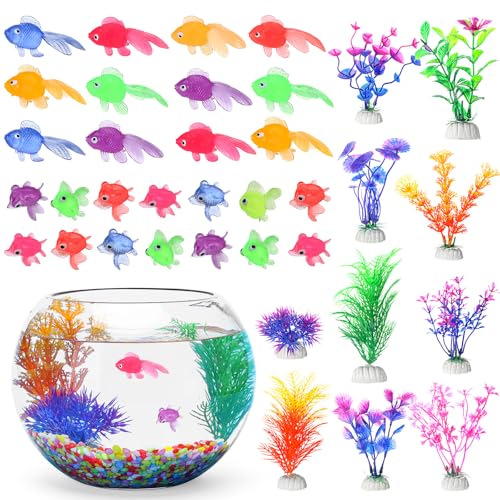 Jexine Aquarium-Dekorationszubehör enthält 50 Stück schwimmende künstliche Goldfische, 10 Stück künstliche Wasserpflanzen und 2. 34 kg Aquarium-Steine für Haushalt, Büro, Aquarium, Dekorationen Jexine Aquarium-Dekorationszubehör enthält 50 Stück schwimmende künstliche Goldfische, 10 Stück künstliche Wasserpflanzen und 2. 34 kg Aquarium-Steine für Haushalt, Büro, Aquarium, Dekorationen von Jexine