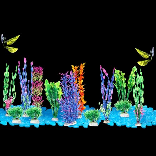 Jexine Aquarium-Zubehör-Dekorationsset, 100 Stück, leuchtend blaue Betta-Fischsteine, 15 künstliche Kunststoff-Pflanzen, 2 Hängematten-Pflanzen, Blatt-Pad für Aquarium, Schale, Dekoration, 117-teilig Jexine Aquarium-Zubehör-Dekorationsset, 100 Stück, leuchtend blaue Betta-Fischsteine, 15 künstliche Kunststoff-Pflanzen, 2 Hängematten-Pflanzen, Blatt-Pad für Aquarium, Schale, Dekoration, 117-teilig von Jexine