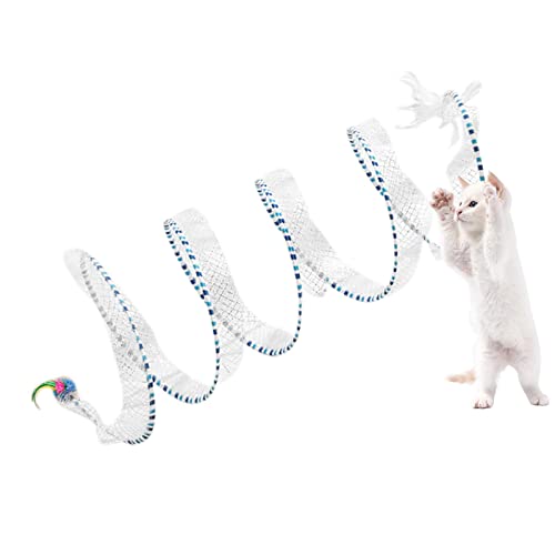 Katzentunnelspielzeug,zusammenklappbares Federkätzchen S-förmiges Spielspielzeug - Interaktives Kitten Tube zum Trainieren, S-förmiges Anti-Kratz-Spielzeug für Haustiere zum Erkunden Jextou von Jextou