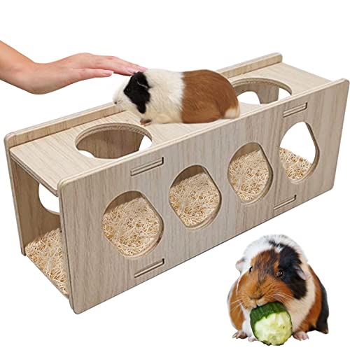 Meerschweinchen-Spielzeug - Tunnel-Flucht-Spielzeug-Hamster-Häuschen aus Holz - Multifunktionales, einfach zu installierendes Holzspielzeug für Hamster, Hasen und kleine Haustiere Jextou von Jextou