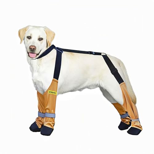 Hundeschuhe mit Hosenträgern, verstellbare Passform, rutschfeste Hundeschuhe, schmutzdichte Hundeschuhe für Schnee und Kälte im Freien, Pfotenschutz für mittelgroße und große Hunde (S) von Jeyssui