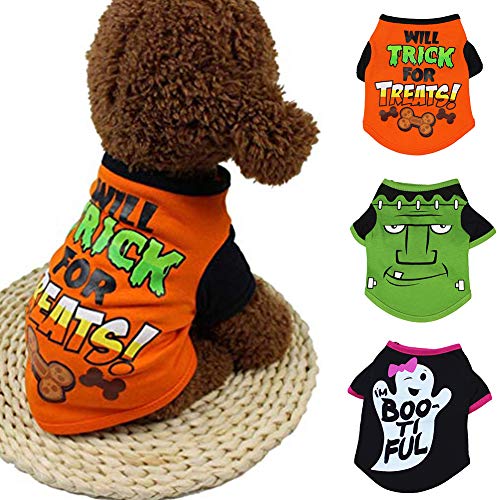 Jiacheng29_ Halloween Kostüm Haustier Hund Katze Welpe Knochen Gedruckt Kurzarm T-Shirt Kleidung 1# XS von Jiacheng29_